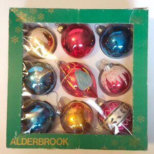 Beautiful Vintage Glass Bulb Ornaments Lot of 9 Mismatched Hand Painted